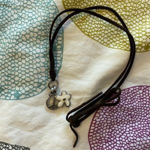 Fossil Charms on Leather Necklace